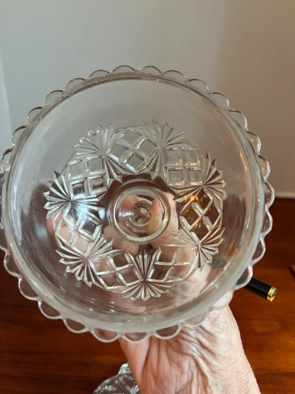 Vintage American Brilliant Clear, Cut Glass Covered, Round Butter Dish, 1960's